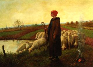 A Shepherdess with her Flock