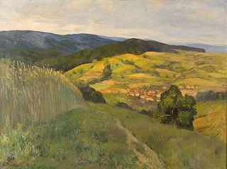 Hills with village below