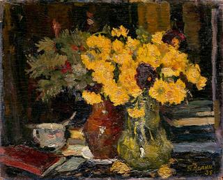 Still Life with Flowers and Books