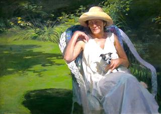Woman with a small dog