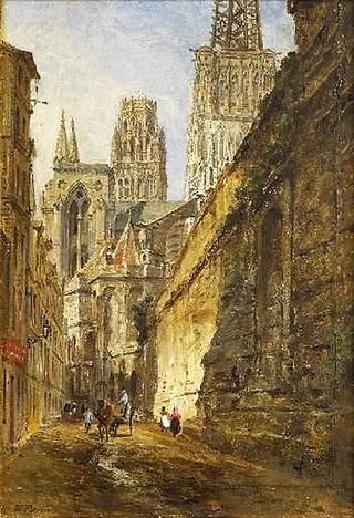 The Chevet of the Cathédrale of Rouen viewed  from the rue des Bonnetiers