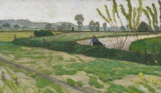Spring landscape with figure