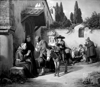 Boy Led by His Parents to the Monastery