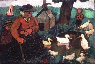 Old Woman from Poorhouse sitting by Duck Pond
