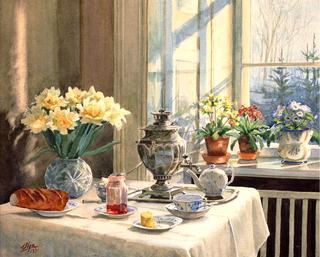 Tea set with flowers