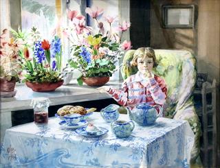 Portrait of grand daughter Xenia at breakfast