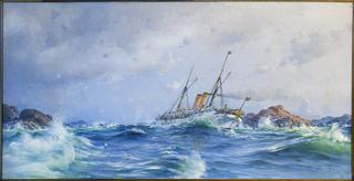 Ship in a storm on the west coast