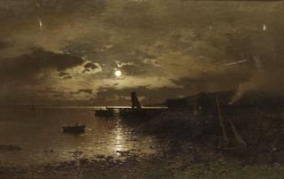 Moonlit coastal scene