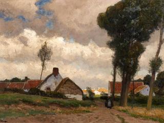 Flemish Village with figure