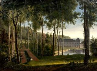 Alley and Pond in the Park of a Castle