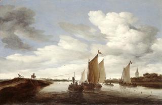 Riverscape with Ship and Boats
