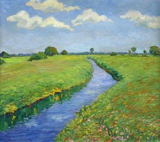 Summer meadows and canal at Fischerhude