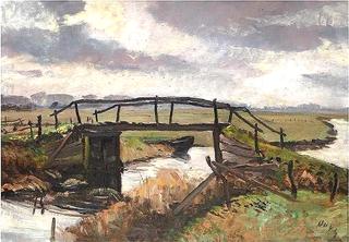Bridge and moored boat in the moor
