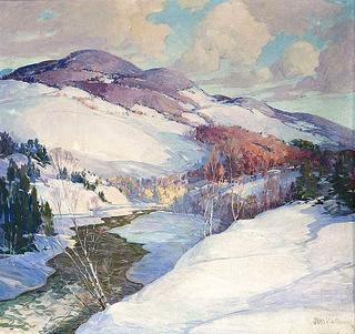 Birches along a mountain river