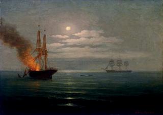 Ship ablaze
