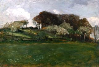Landscape with White Bench