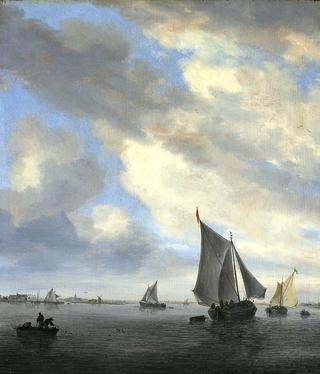 Lake View with Sailing Ships