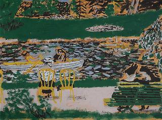 Boating on the pond in the  Bois de Boulogne, Paris
