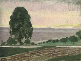 Landscape with a large pear tree
