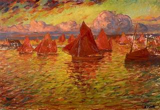 Return of the sardine fishing boats at Camaret