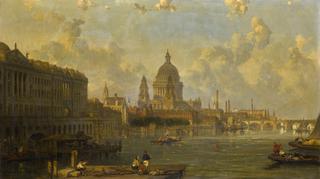 View from Waterloo Bridge, embracing St Pauls, Somerset House and Temple
