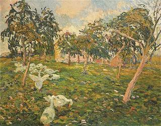 Geese in a garden