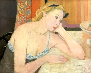 Femme au corsage bleu