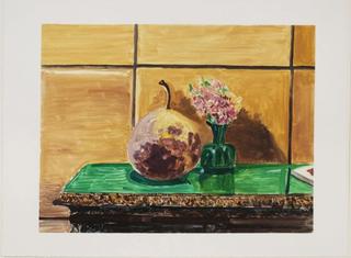 Still Life (gourd on green table)