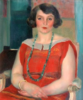 Young Woman in Red Dress