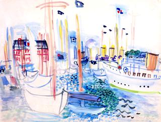 Boats in the Harbor at Deauville