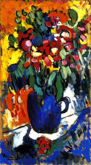 Blue Vase with Flowers