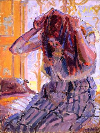 Girl Combing Her Hair