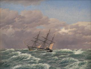 The Corvette "Galathea" in a Storm in the North Sea