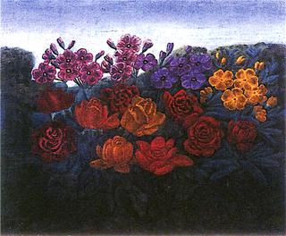 Flowers in a Black Vase