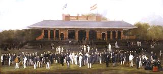Portrait Group of Members of the Marylebone Cricket Club Outside the Pavilion at Lord's, London