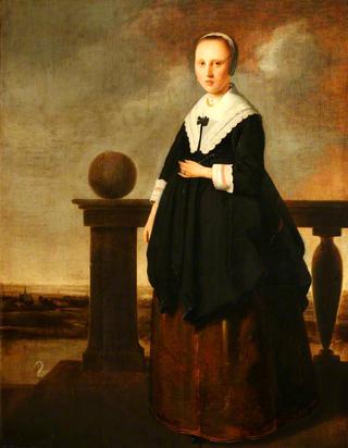 Portrait of an Unknown Woman Standing on a Balustraded Terrace