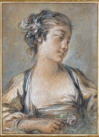 Young Woman Holding a Rose