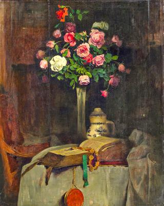 Still-life with Roses, Pitcher and Book