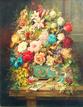 Still-life with flowers and butterflies