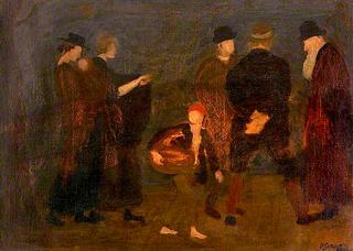 Composition with Two Women, a Boy with a Basket, and Three Men