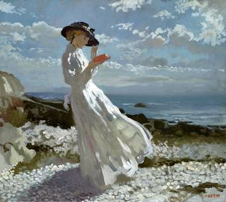 Grace reading at Howth Bay