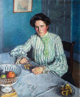 Gertrud, the Sister of the Artist at a Table