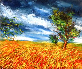 Field of Wheat with Trees