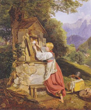Girl Adorns the Virgin Mary with a Rose