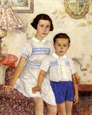Two Children In An Interior