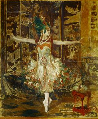 Tamara Karsavina dancing in L'Oiseau de Feu ballet by Igor Stravinsky