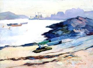 Sitting on the Beach, Monhegan Harbor