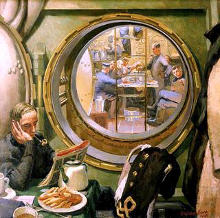 S级潜艇：通过戴维斯逃生舱看到的前舱和前餐厅甲板