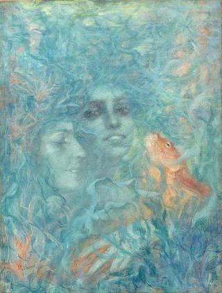 Two Nymphs with Koi