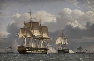 Two Russian Ships of the Line Saluting